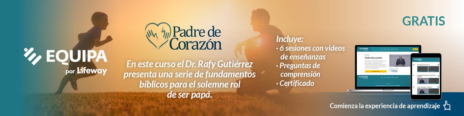 Equipa por Lifeway. En este curso el Dr. Rafy Gutiérrez presenta una serie de fundamentos bˆbilicos para el solemne rol de ser papá. Gratis.